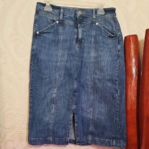 Chic Blue Denim Skirt with Front Slit